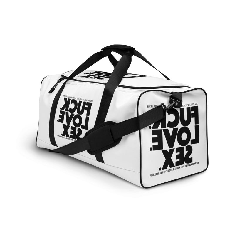 FUCK.LOVE.SEX White Duffle Bag