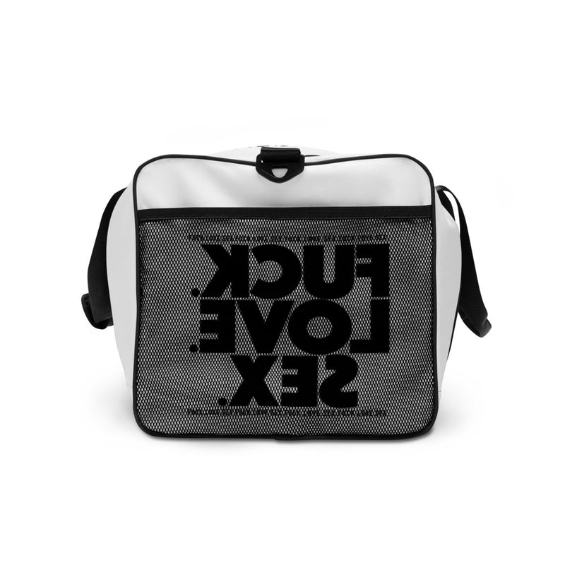 FUCK.LOVE.SEX White Duffle Bag