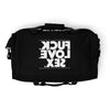 FUCK.LOVE.SEX. Black Duffle Bag