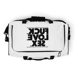 FUCK.LOVE.SEX White Duffle Bag